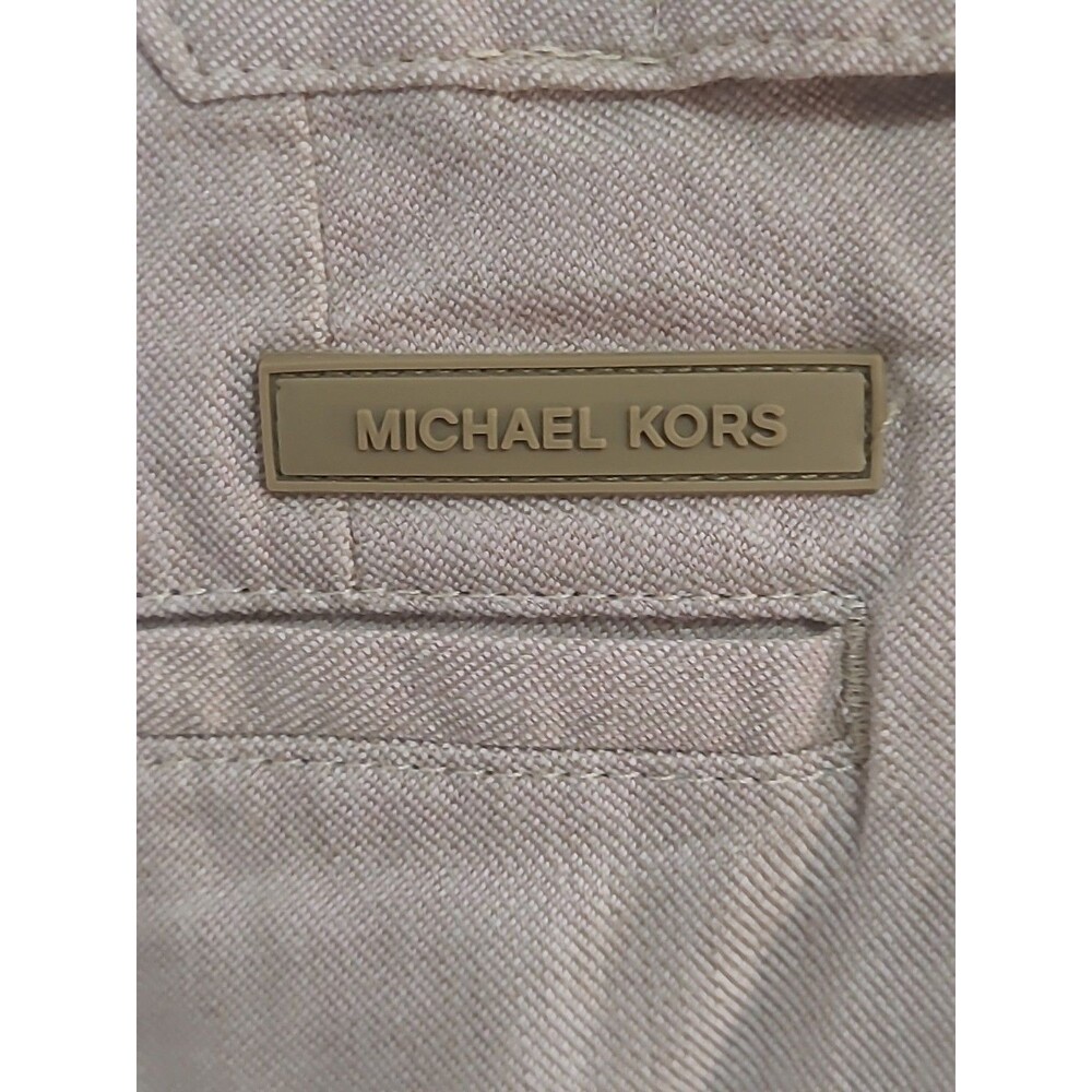 Michael Kors Shorts Men 36 Beige Linen Blend Resort Preppy Adjustable Waist Tabs - Picture 4 of 12
